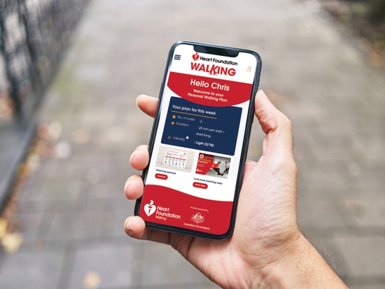A person logged into their Heart Foundation Personal Walking Plan on their phone