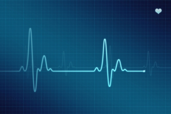 Heartbeat line on blue background, symbolizing life and vitality.