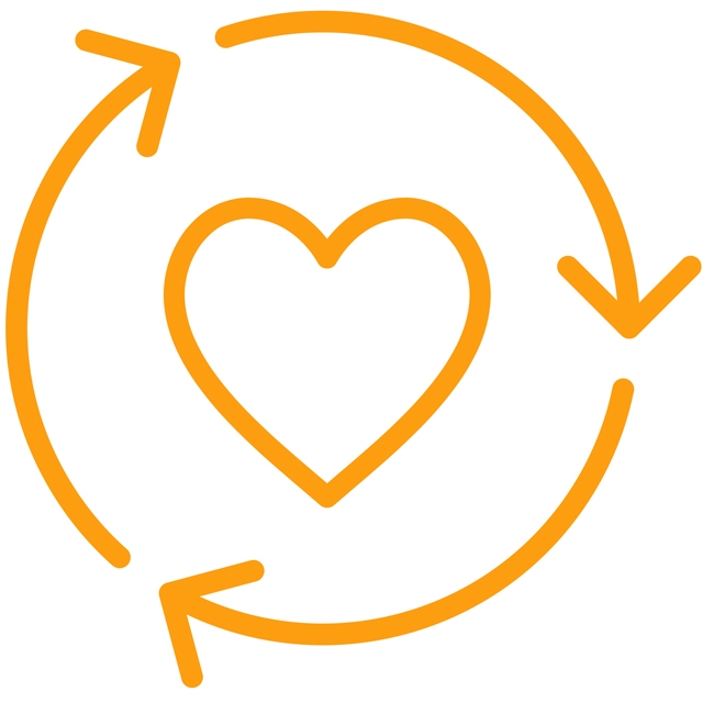 A yellow icon representing the sustainability of the Heart Foundation