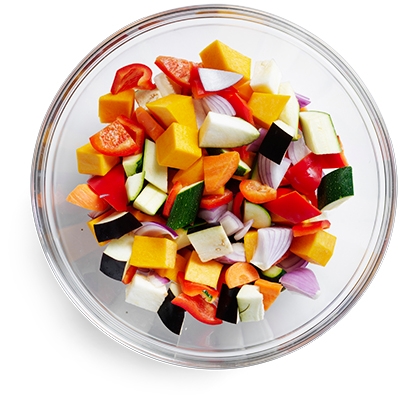coarsely chopped vegetables in a bowl