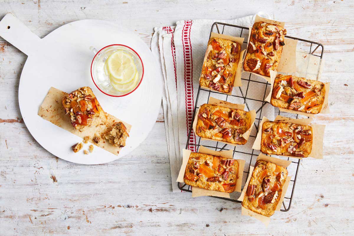 A cooling rack displaying freshly baked goods