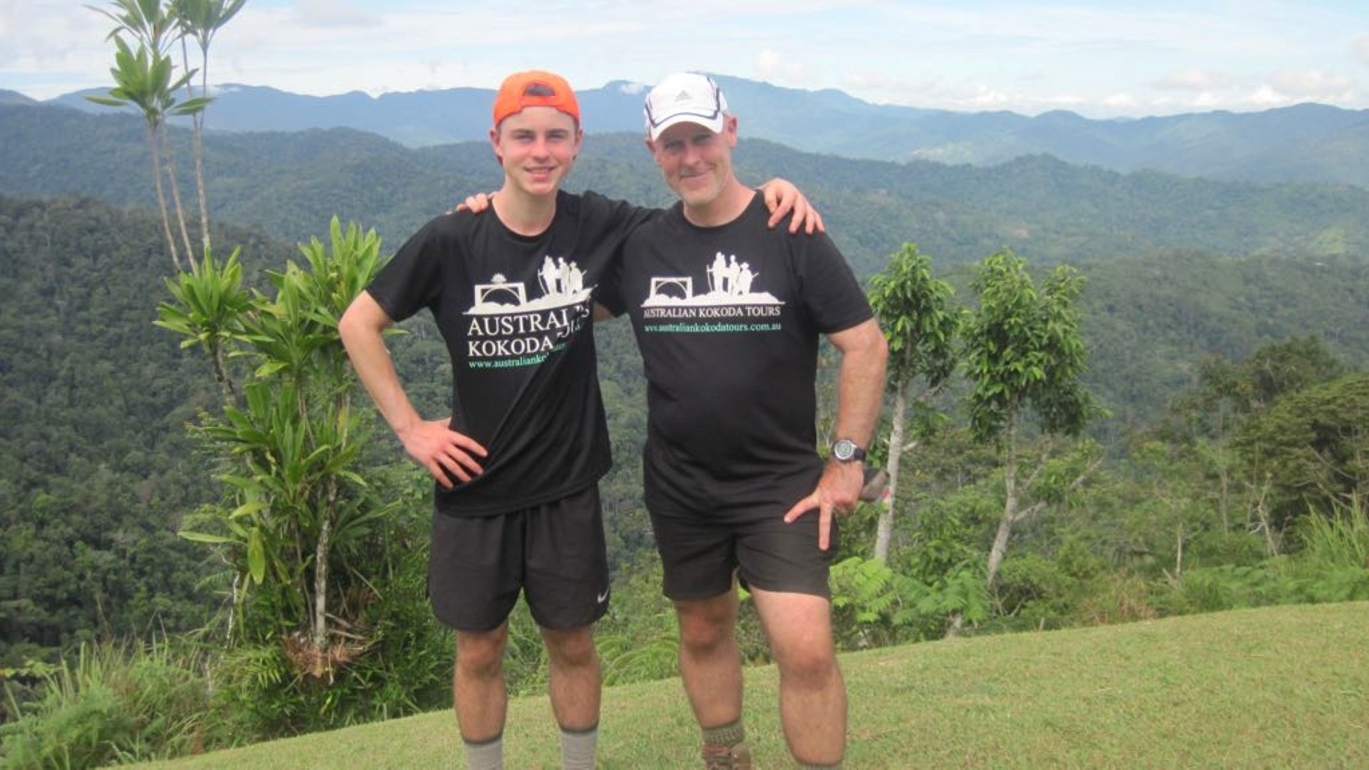 Tony and his son, standing a mountain on the Kokoda Track