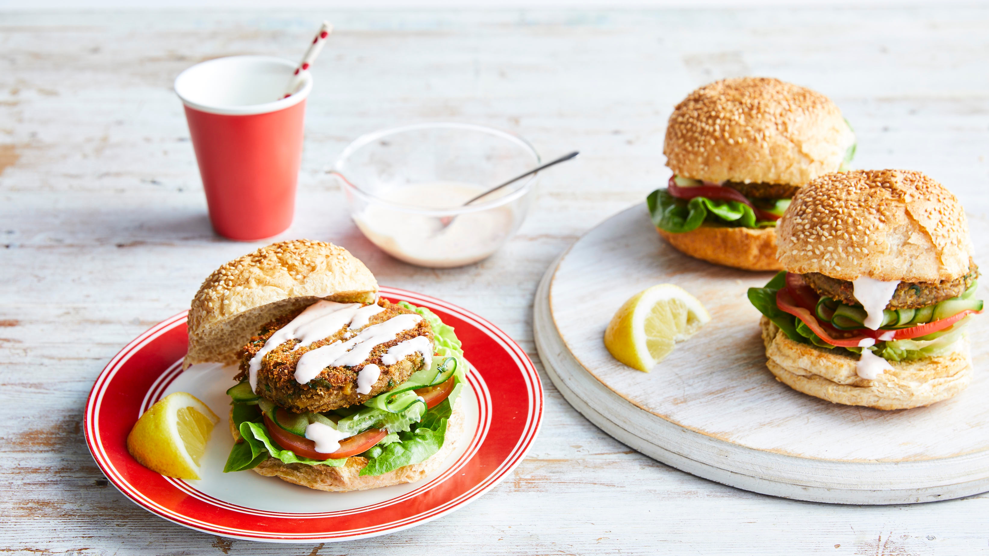 Moroccan-vegie-burgers-with-lemon-chilli-yoghurt