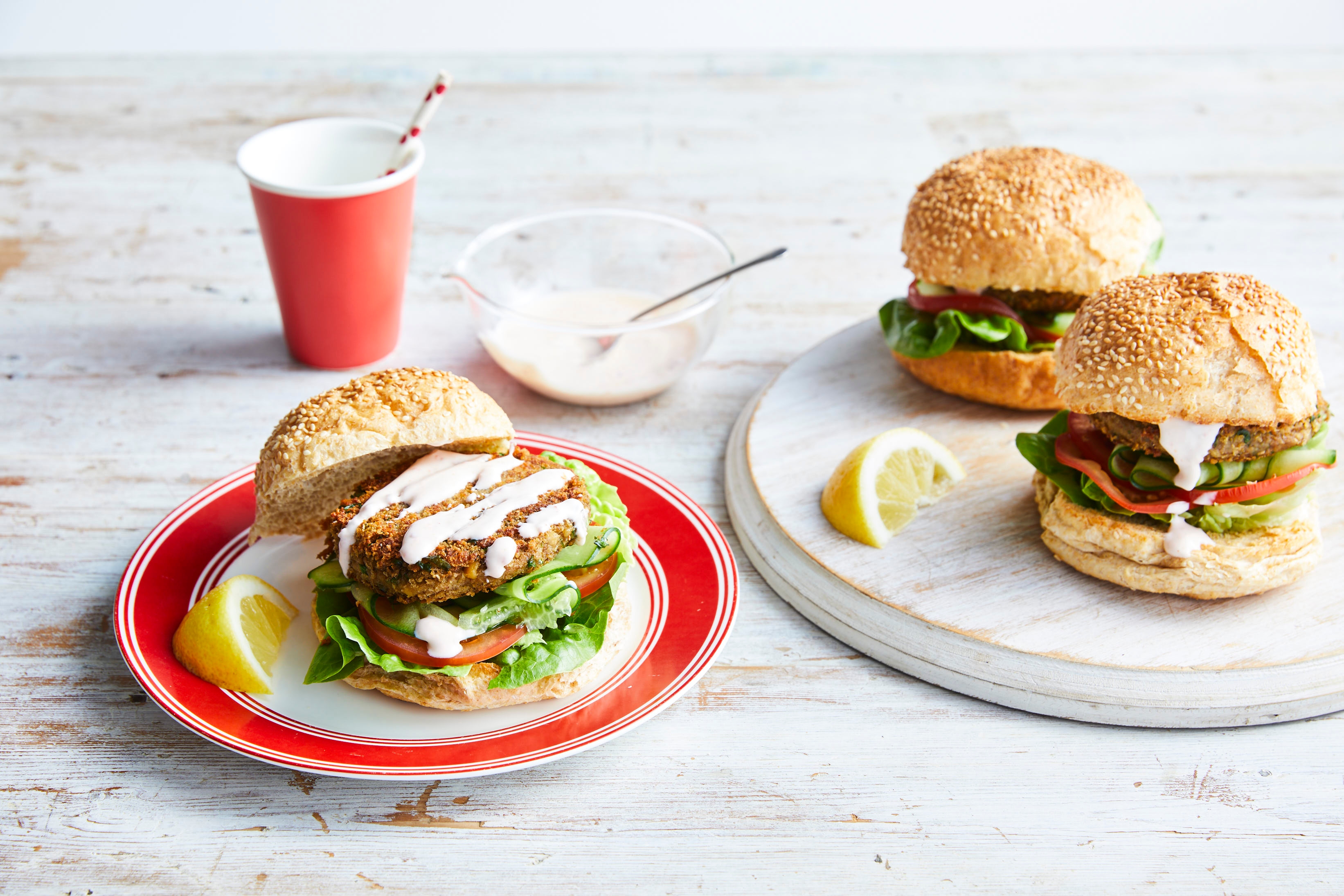 Moroccan-vegie-burgers-with-lemon-chilli-yoghurt