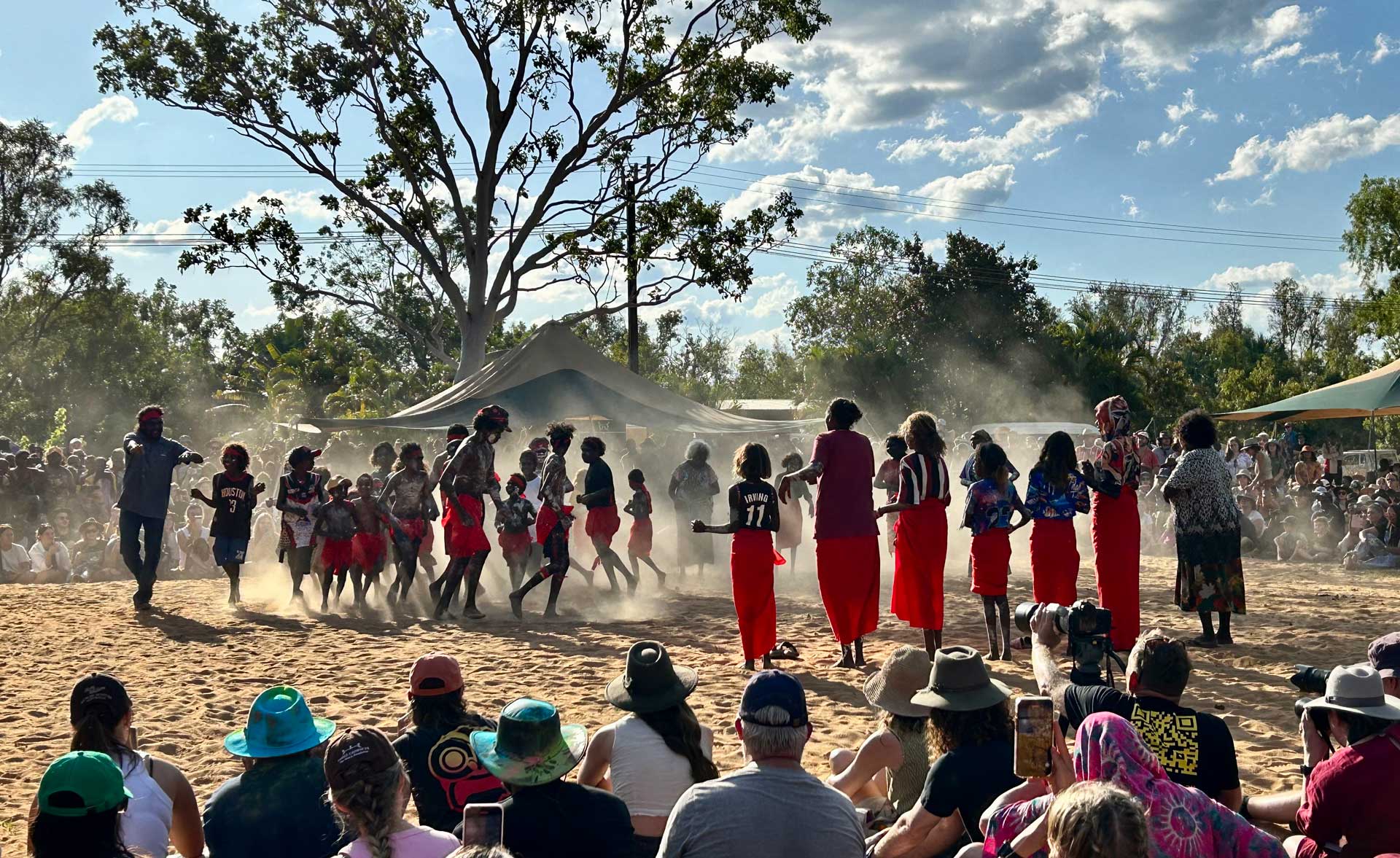 Crowd captivated by dancing performance