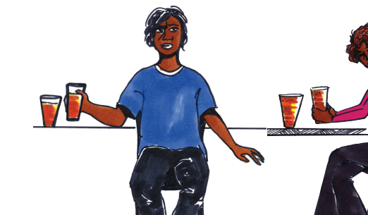 illustration of Aboriginal man drinking 