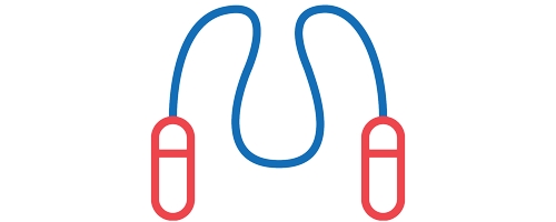 Red and blue skipping rope icon