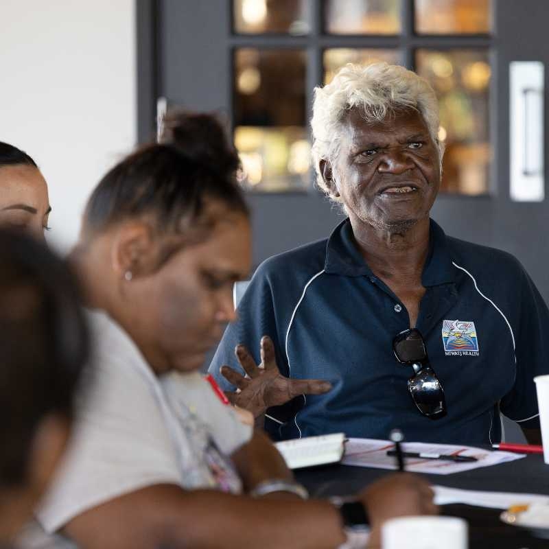 A First Nations man talking at a Champions4Change workshop