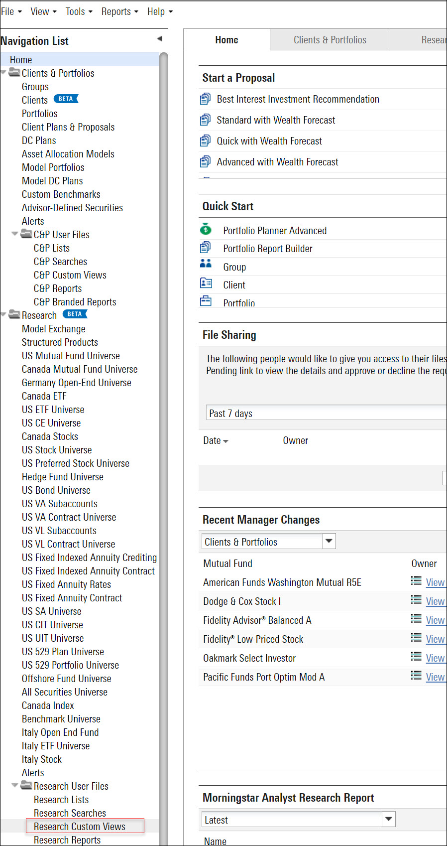 Advisor Workstation Support