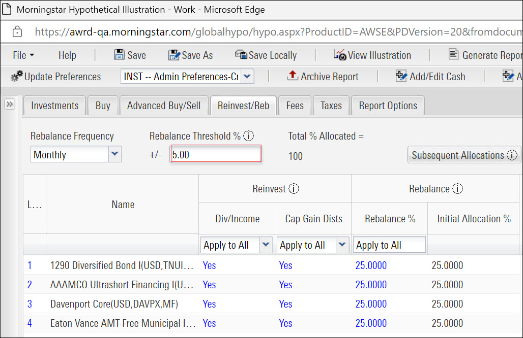 Advisor Workstation Support