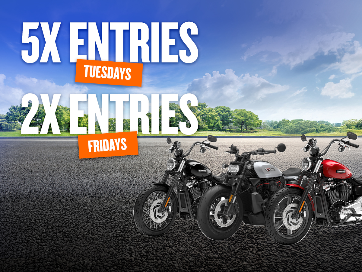 5X Entries Tuesdays & 2X Entries Fridays Promo Image