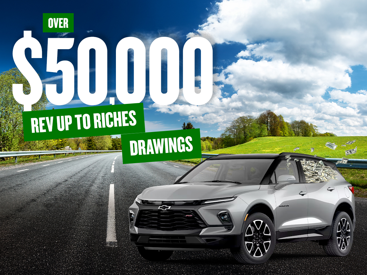 Over $50,000 Rev Up to Riches Drawings Promotion Image