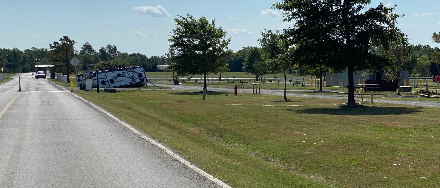 Tornado damage at Will Rogers Downs