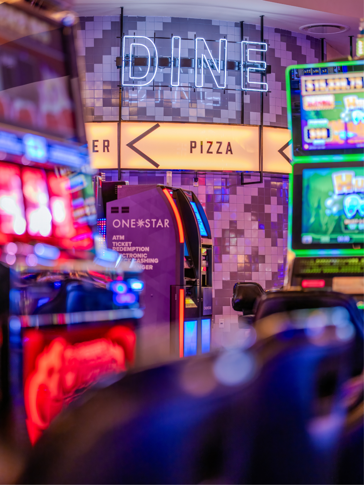 Dining Neon Sign on Casino Gaming Floor