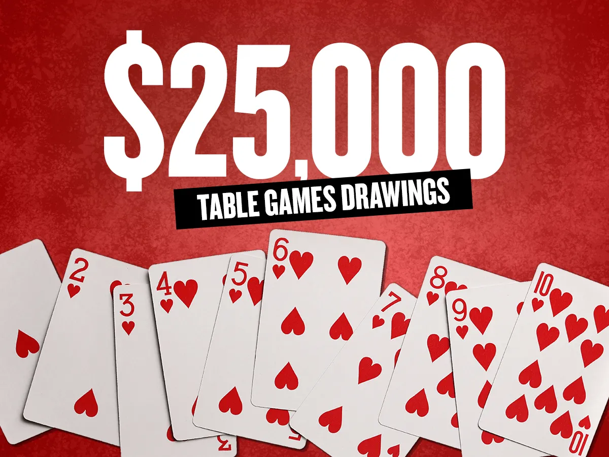 $25,000 TABLE GAMES DRAWINGS