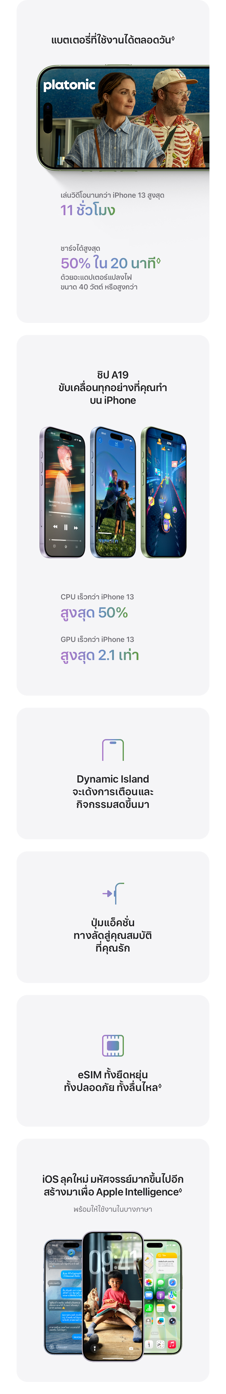 iPhone 17  ชิป A19 iOS26 พร้อมดีไซน์ใหม่ รองรับ eSIM Apple Intelligence