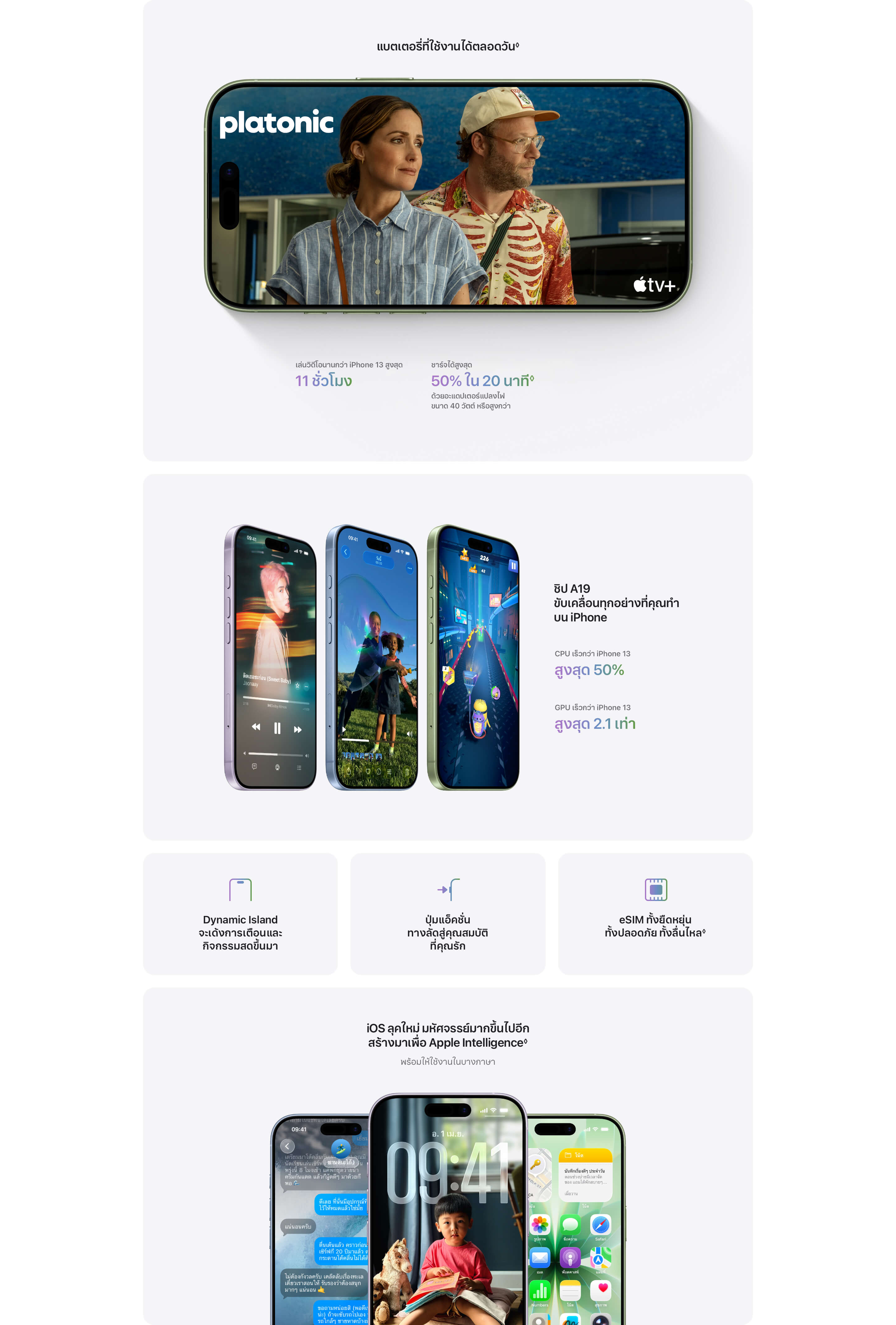 iPhone 17  ชิป A19 iOS26 พร้อมดีไซน์ใหม่ รองรับ eSIM Apple Intelligence