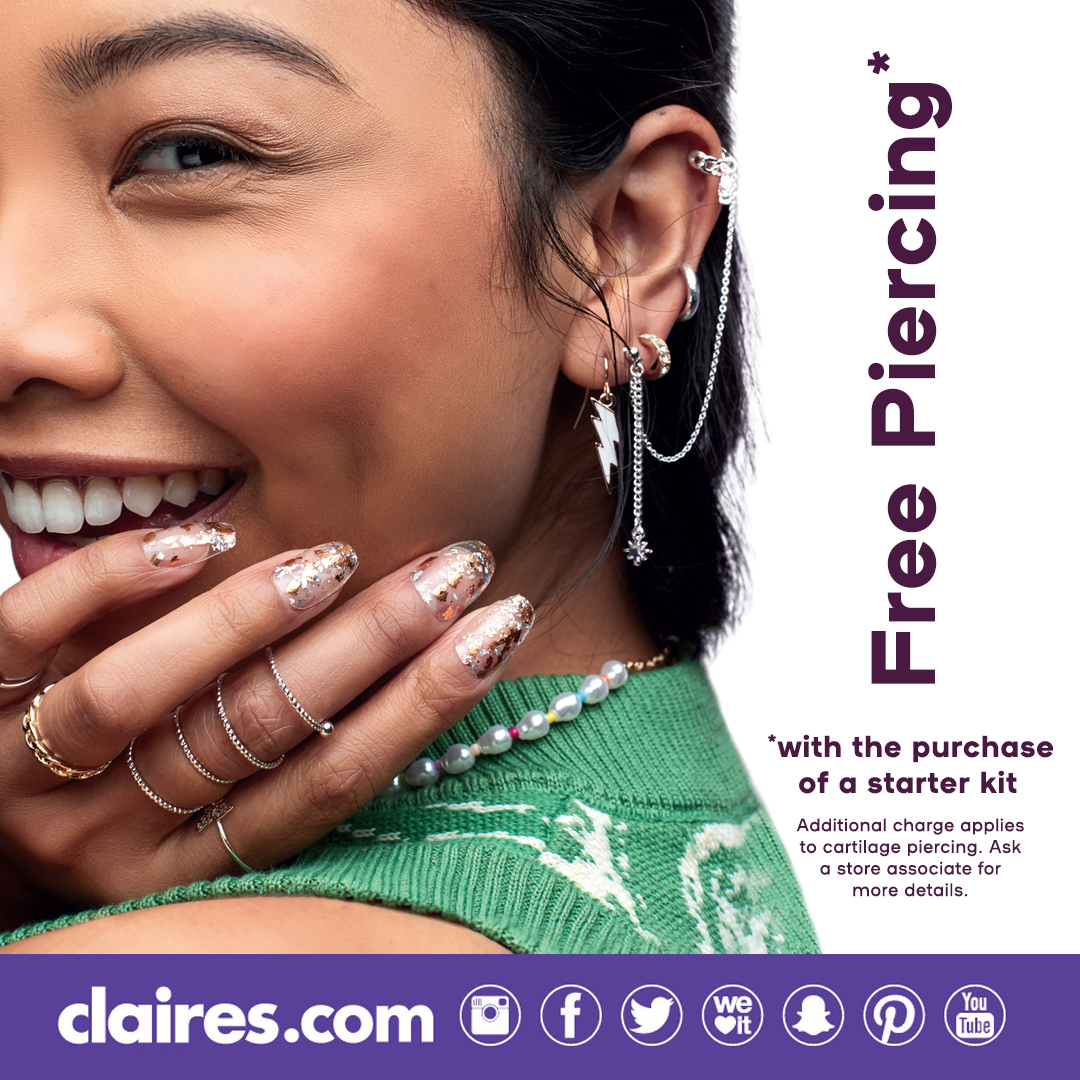 New piercings available at Claire's