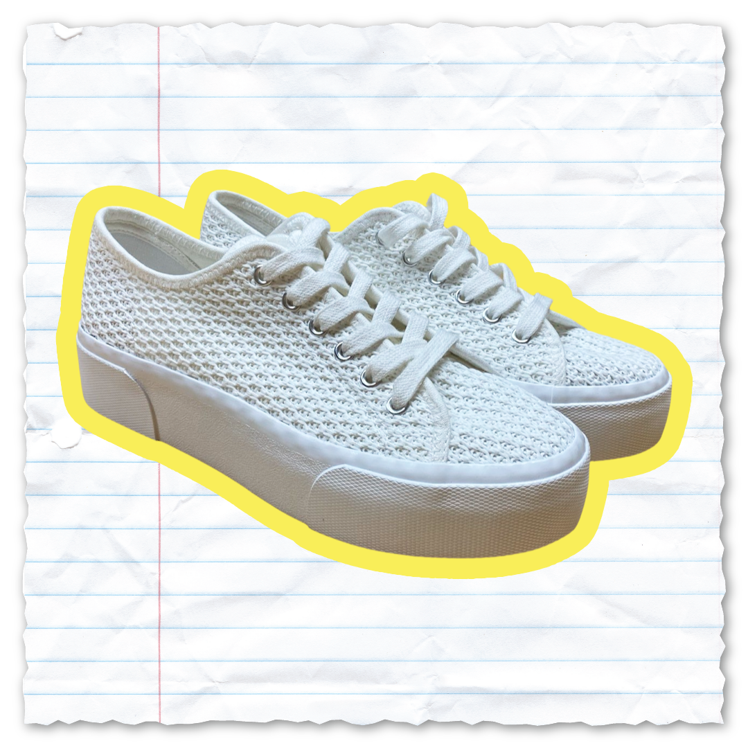 back to school accessory trends white platform sneakers from H&M