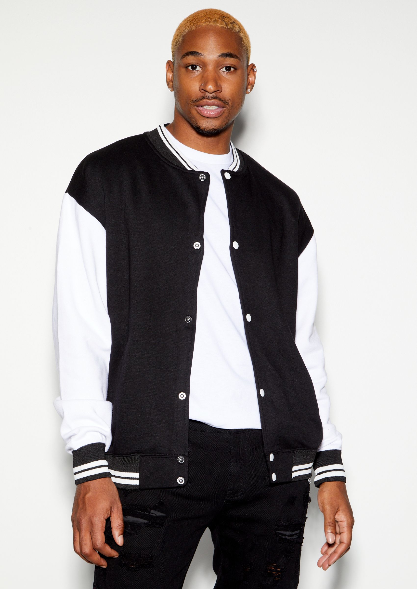 black knitted bomber jacket