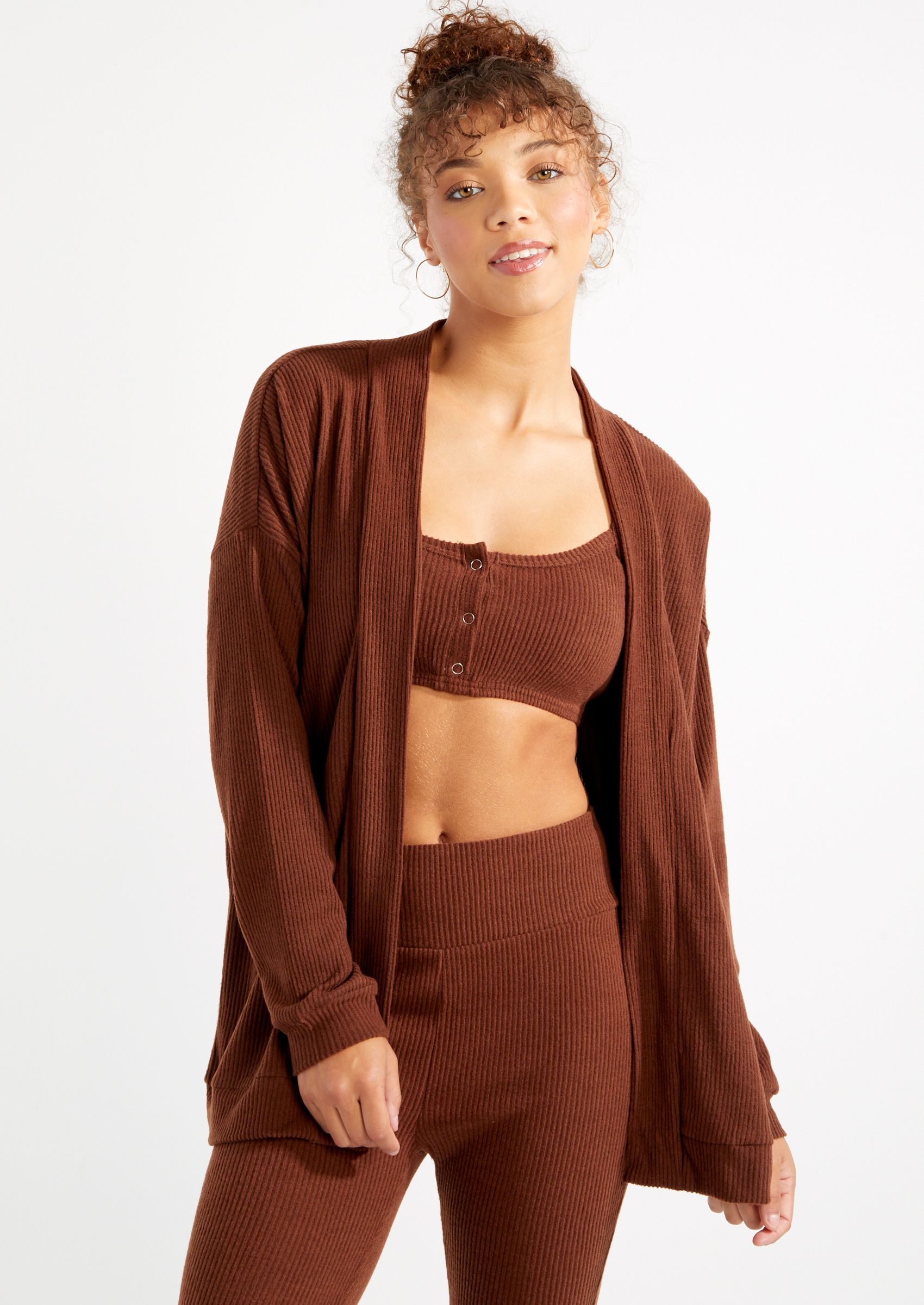 Brown Hacci Knit Cardigan