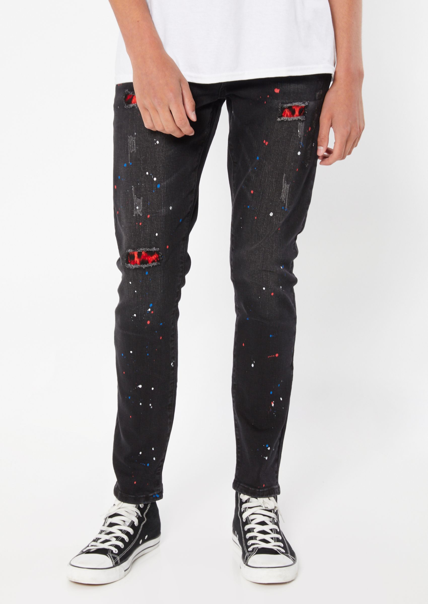 red black skinny jeans