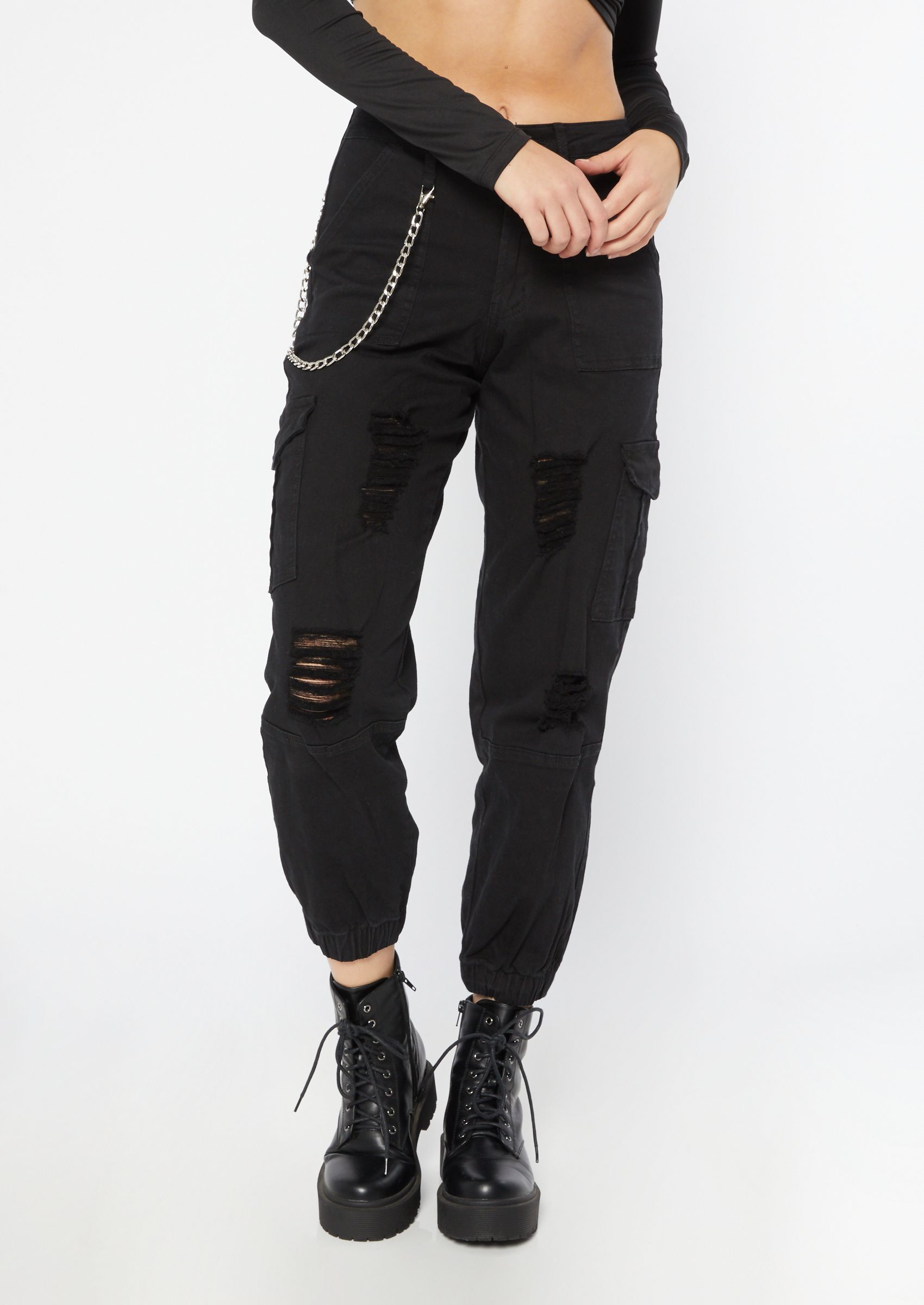 ripped black joggers