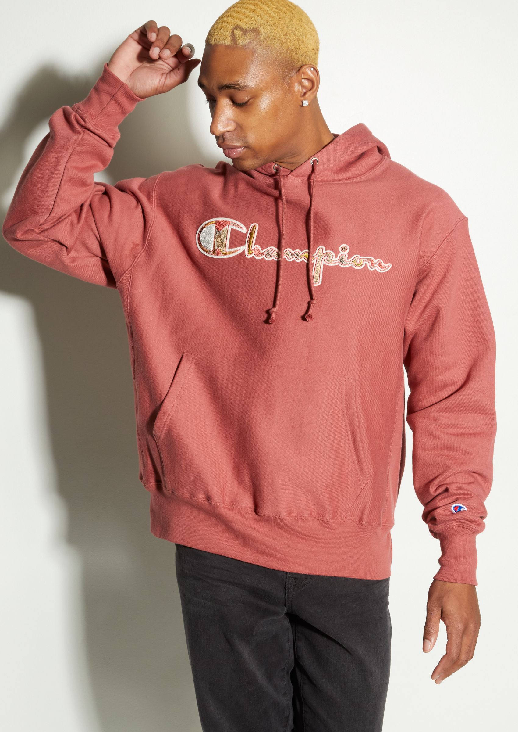 champion hoodie with fuzzy logo