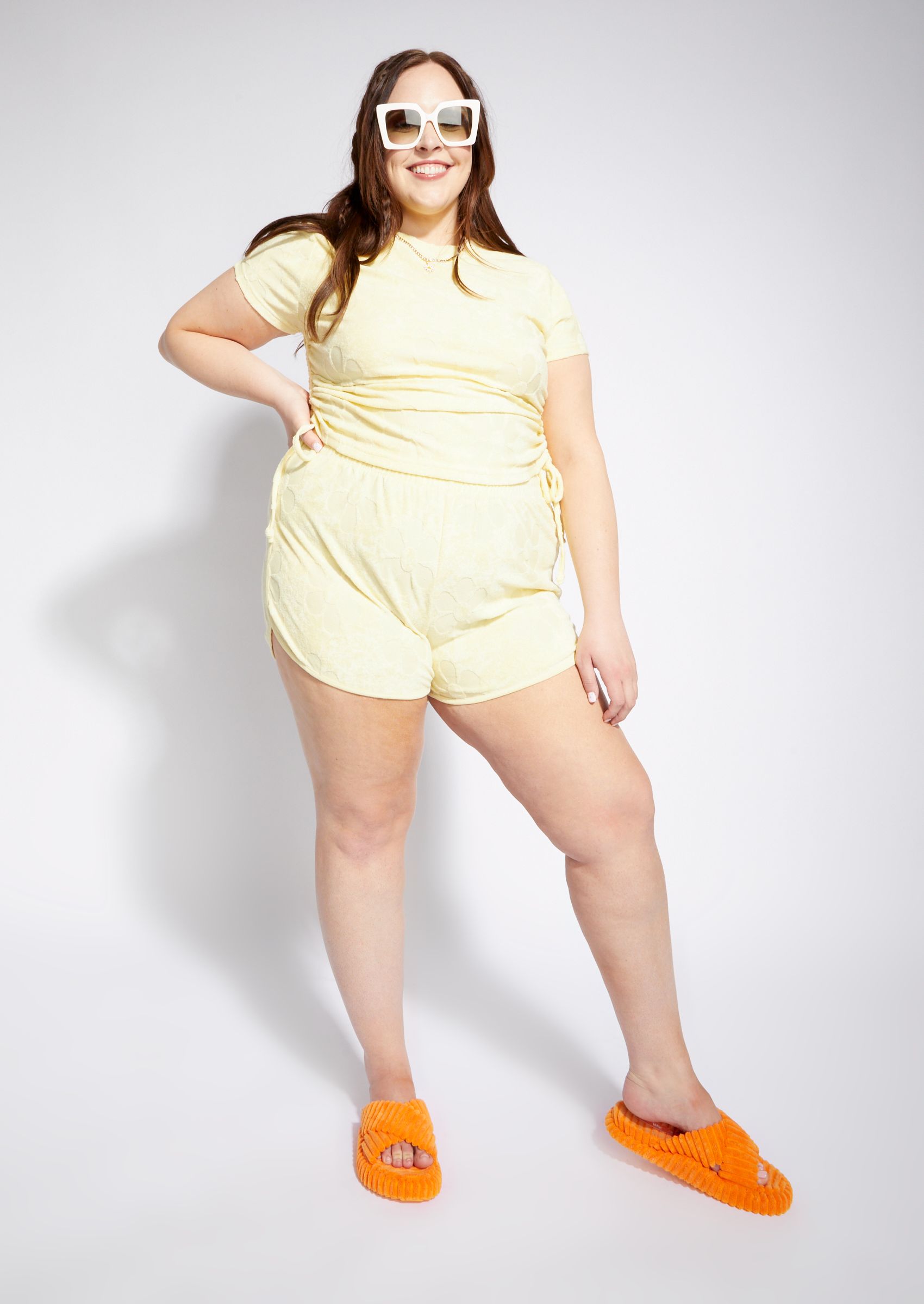 Kleding Gender-neutrale kleding volwassenen Shorts Yellow Love Gray Terry Dolphin Shorts 