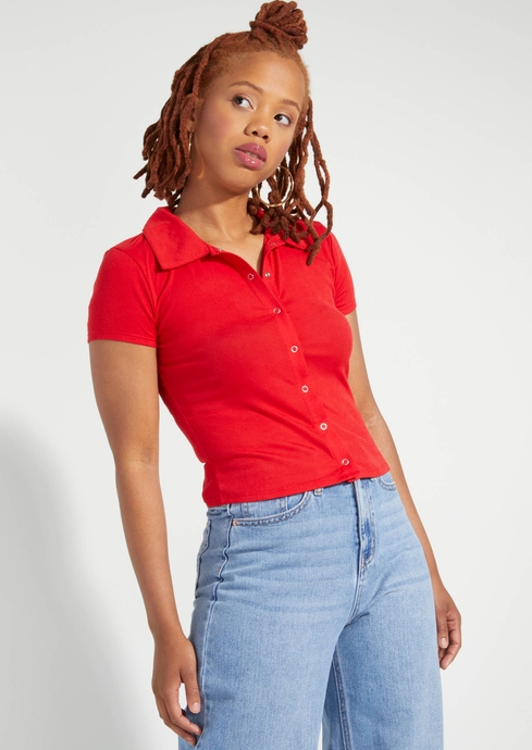 rue21.com | Red Snap Button Polo Top