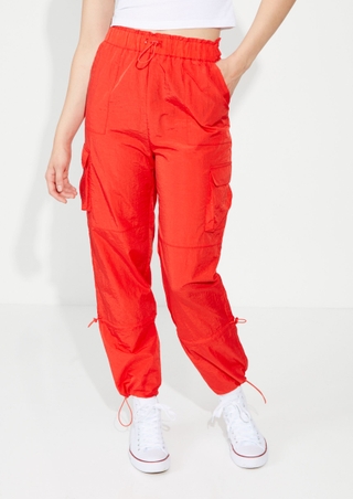 Red Nylon Cargo Pants | Shop All Girls |