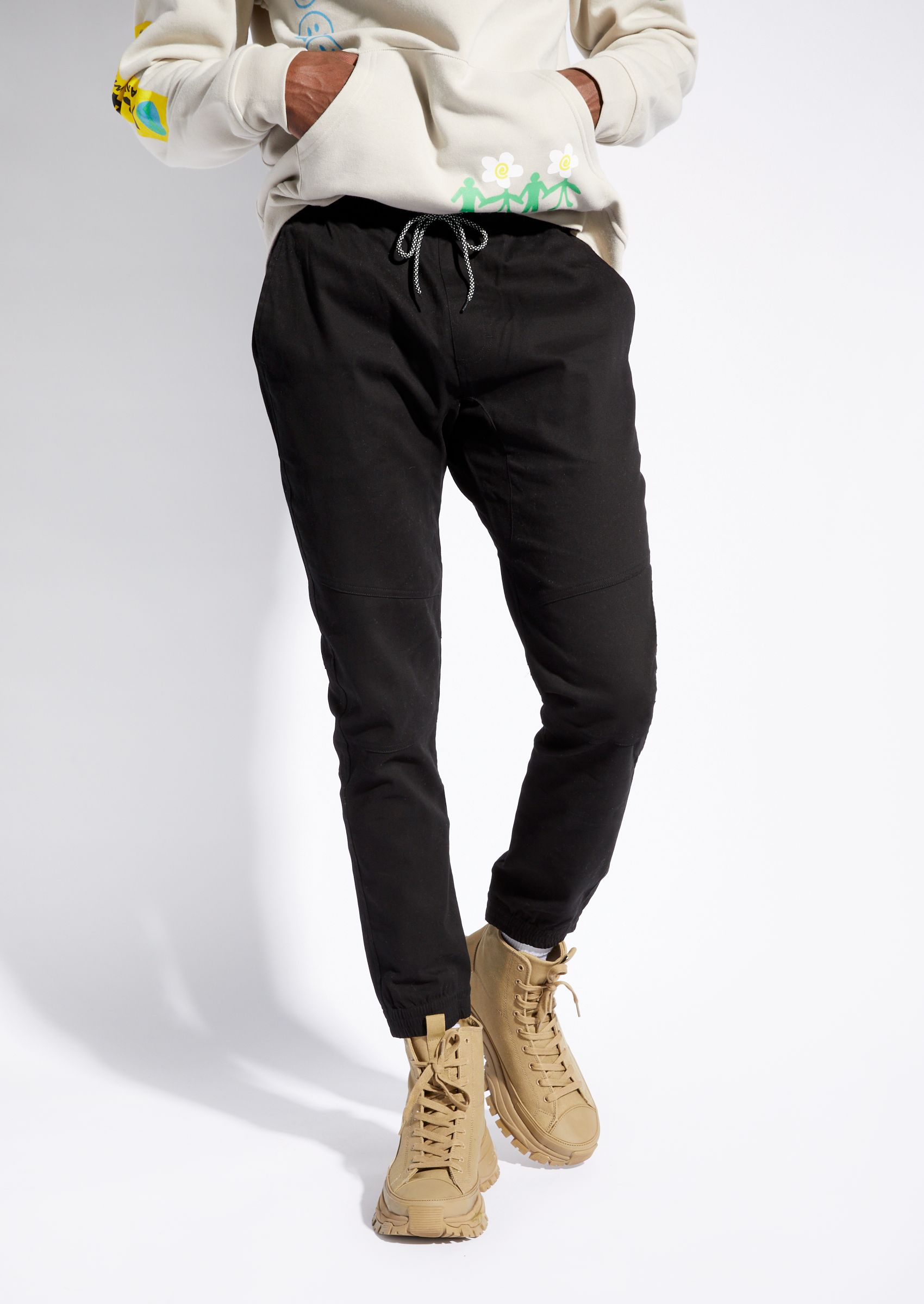 twill joggers zipper