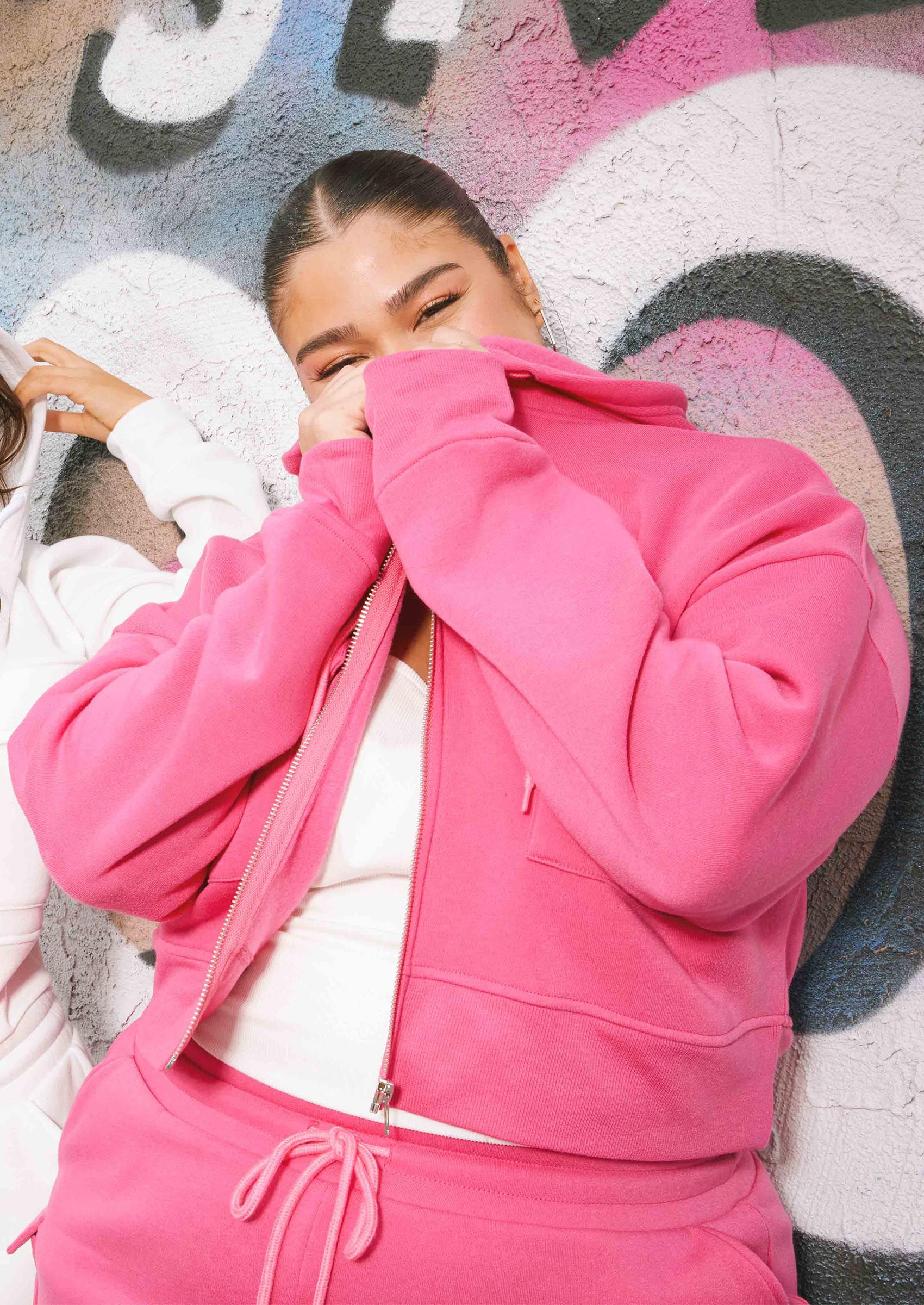 Plus Pink Zip Up Skimmer Hoodie