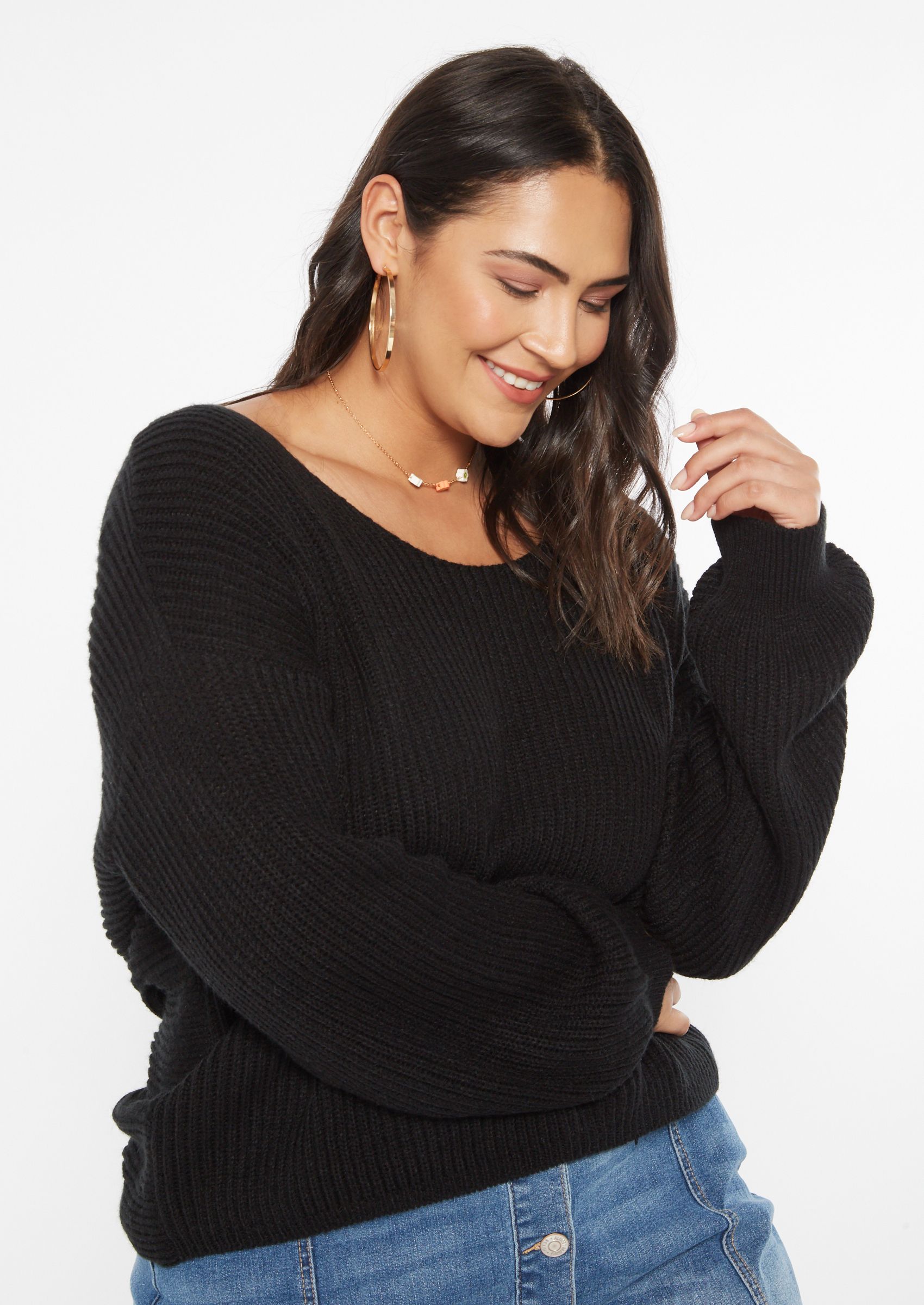 Twist Back Sweater Plus Size 2024 www.alhudapk