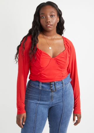 Skalk Bring Monetary Plus Red Double Ruched Corset Top | Shop All | rue21