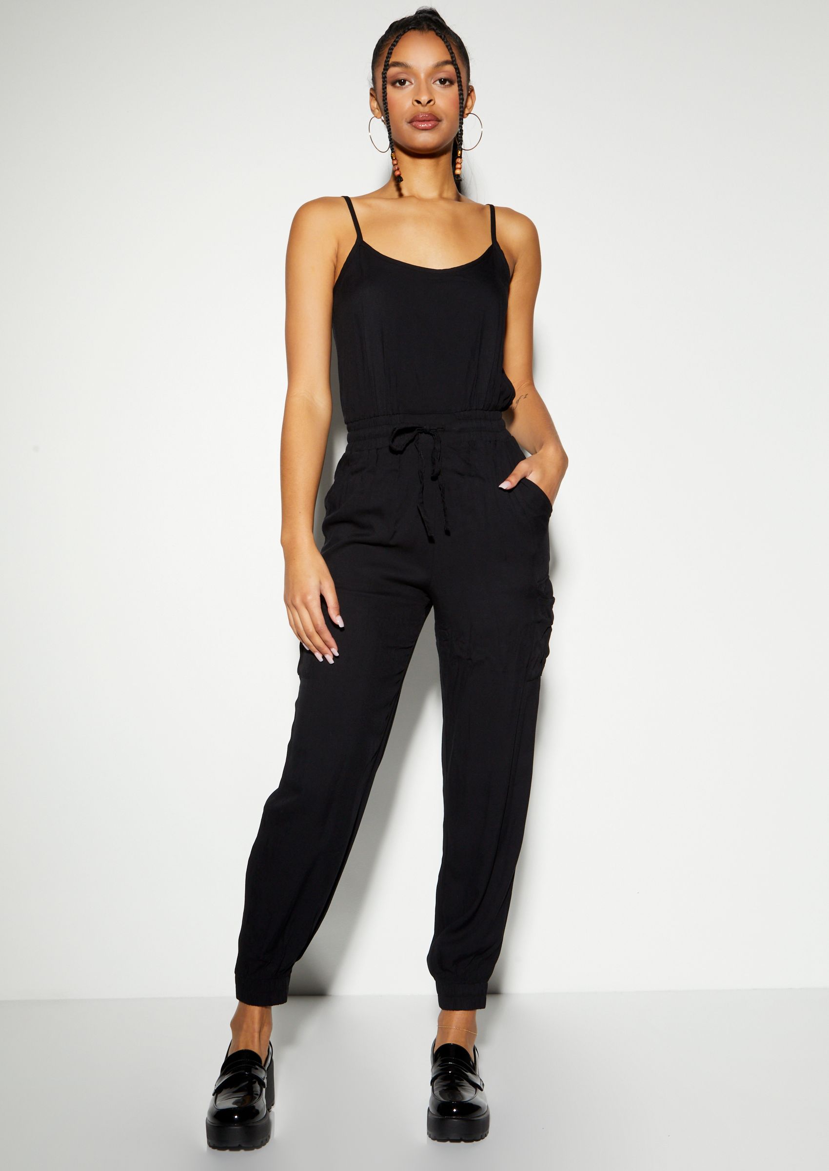 satin jogger jumpsuit