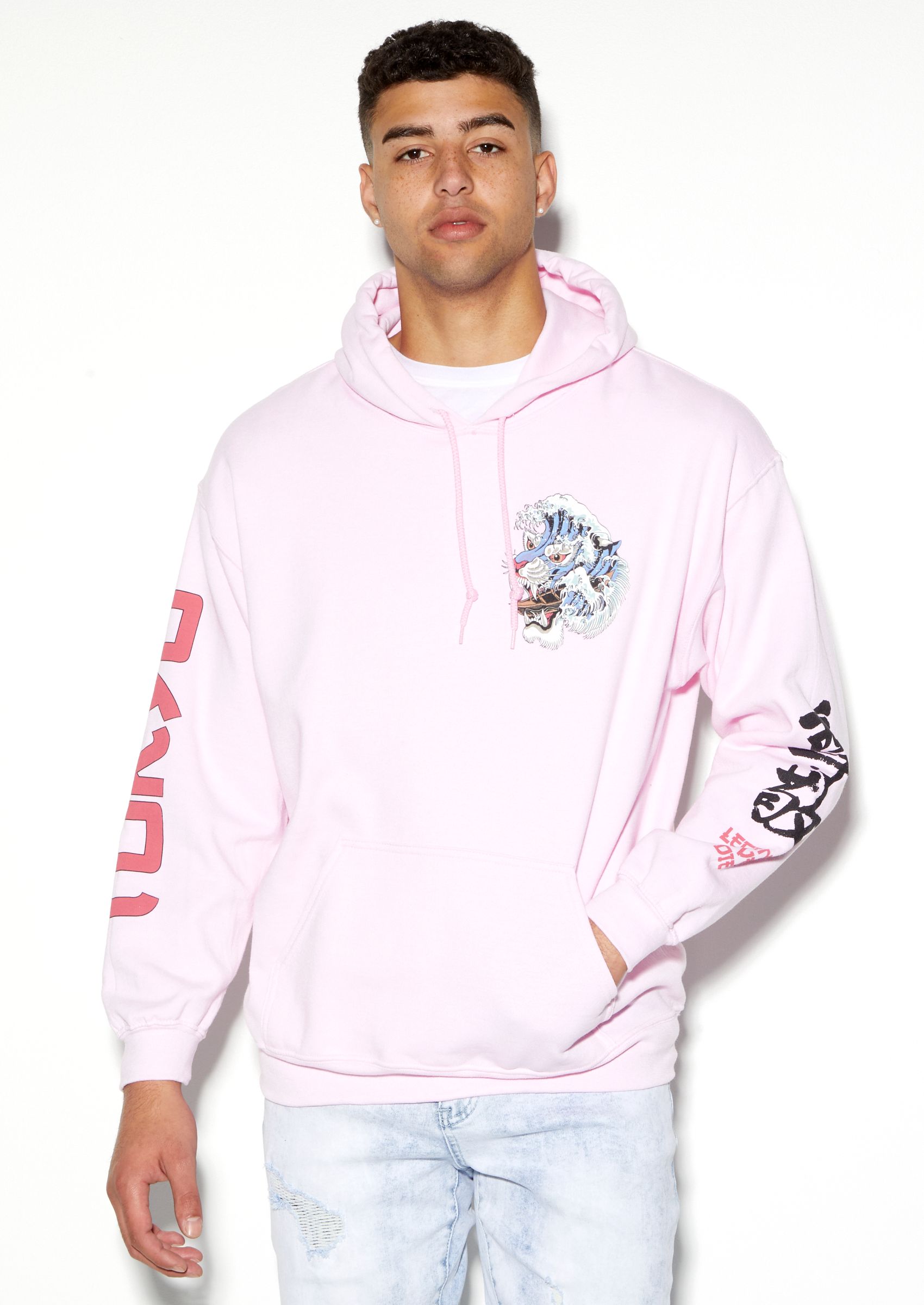 Light Pink Tokyo Tiger Graphic Hoodie