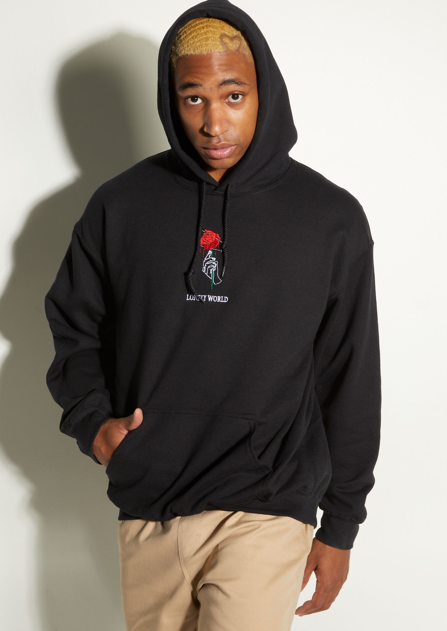 black rose embroidered hoodie