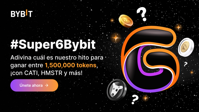 #Super6Bybit: ¡adivina nuestro hito de usuarios y gana tu parte de 1,500,000 de tokens populares!