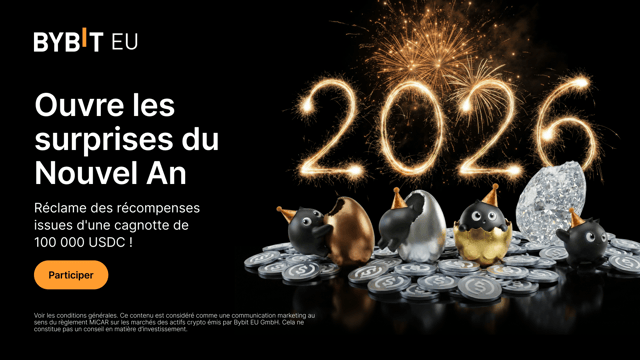 Ouvre les surprises du Nouvel An : Obtiens des récompenses issues d’une cagnotte de 100 000 USDC !