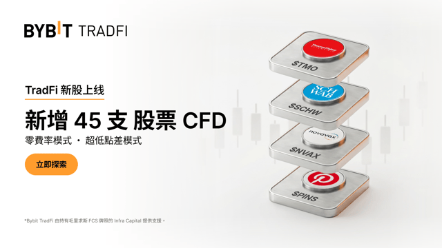 TradFi 股票上新：45 支股票 CFD 現已登陸 Bybit TradFi！