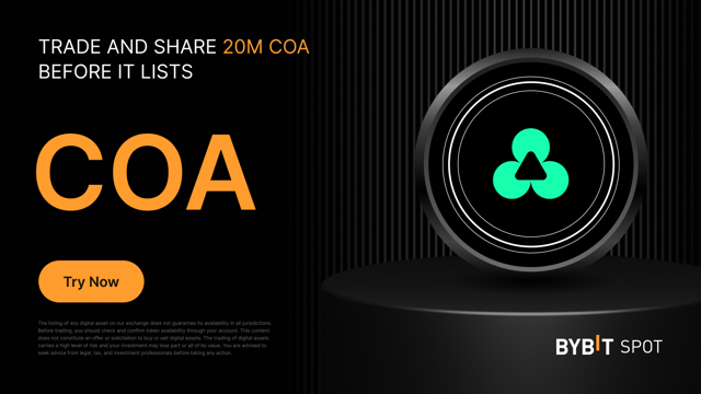 Bybit Megadrop: Stake MNT and USDT to share from a massive 20,000,000 COA prize pool!