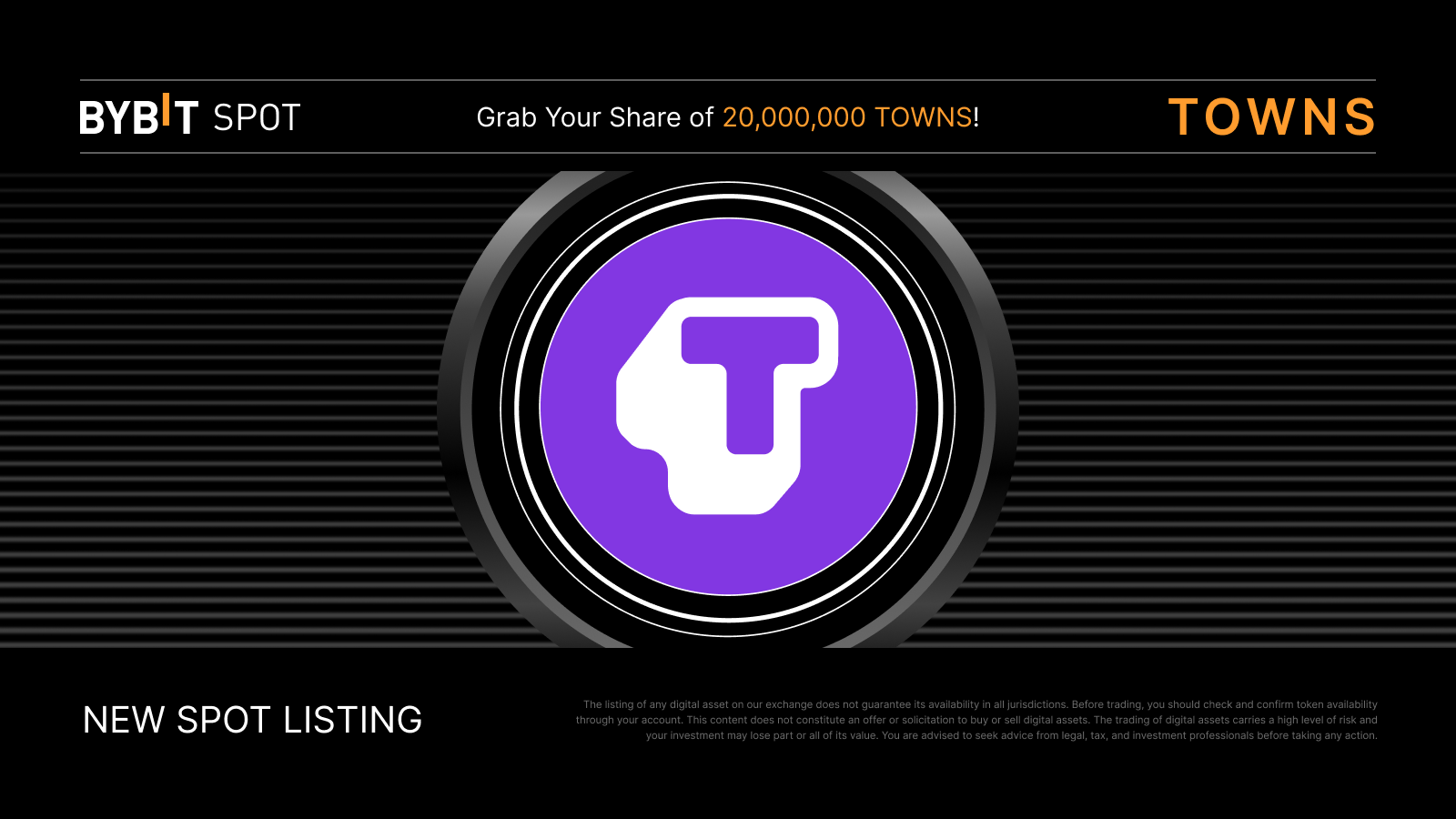Bybit Announcement | New listing: TOWNS/USDT and TOWNS/USDC— Grab a share  of the 20,000,000 TOWNS prize pool