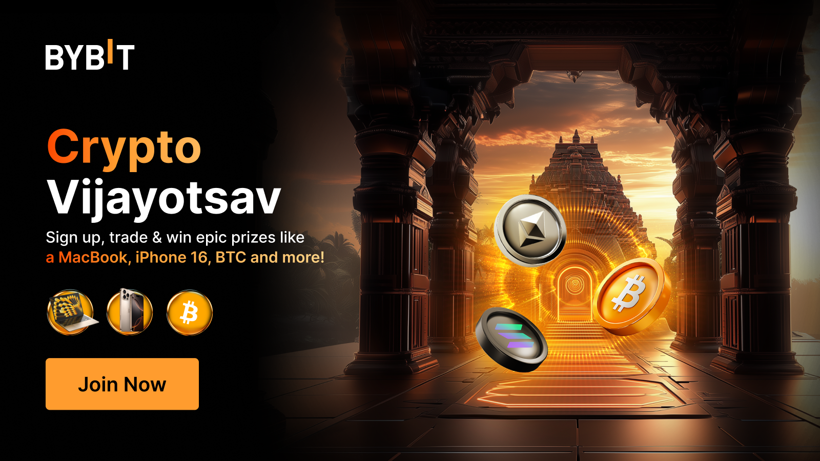 Bybit Announcement | 🎉 Crypto Vijayotsav: Trade & win a MacBook, iPhone 16  & trending tokens!