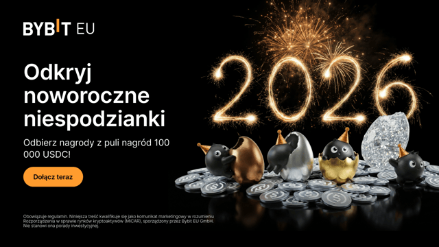 Odkryj noworoczne niespodzianki Odbierz nagrody z puli nagród 100 000 USDC!