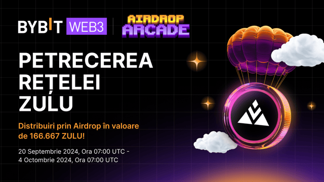 Petrecerea rețelei Zulu: Ia și tu o parte din cei 166,667 distribuiți prin Airdrop!