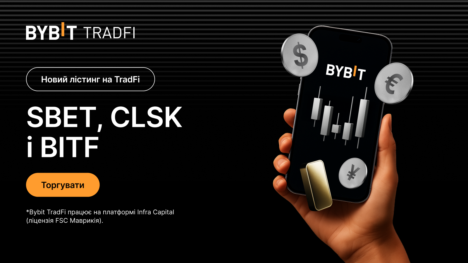 📢 Новий лістинг на TradFi: SBET, CLSK і BITF!