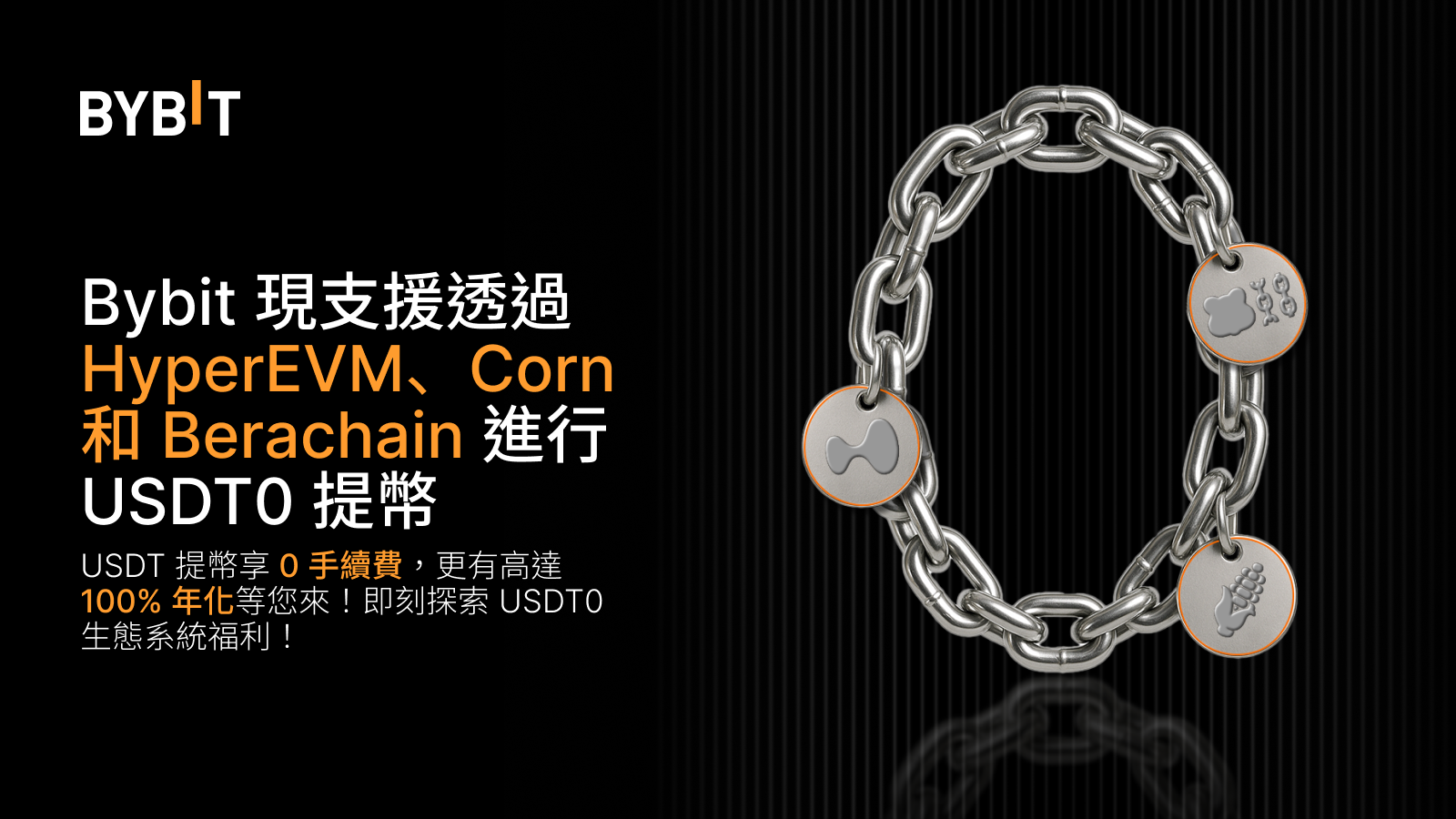 Bybit Announcement | Bybit 現支援透過HyperEVM、Corn 和Berachain 進行USDT0 提幣：享0 手續費+  高達100% 年化！