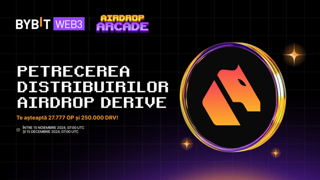 Petrecerea distribuirilor Airdrop Derive: Ia și tu o parte din cele 27.777 OP și 250.000 DRV!