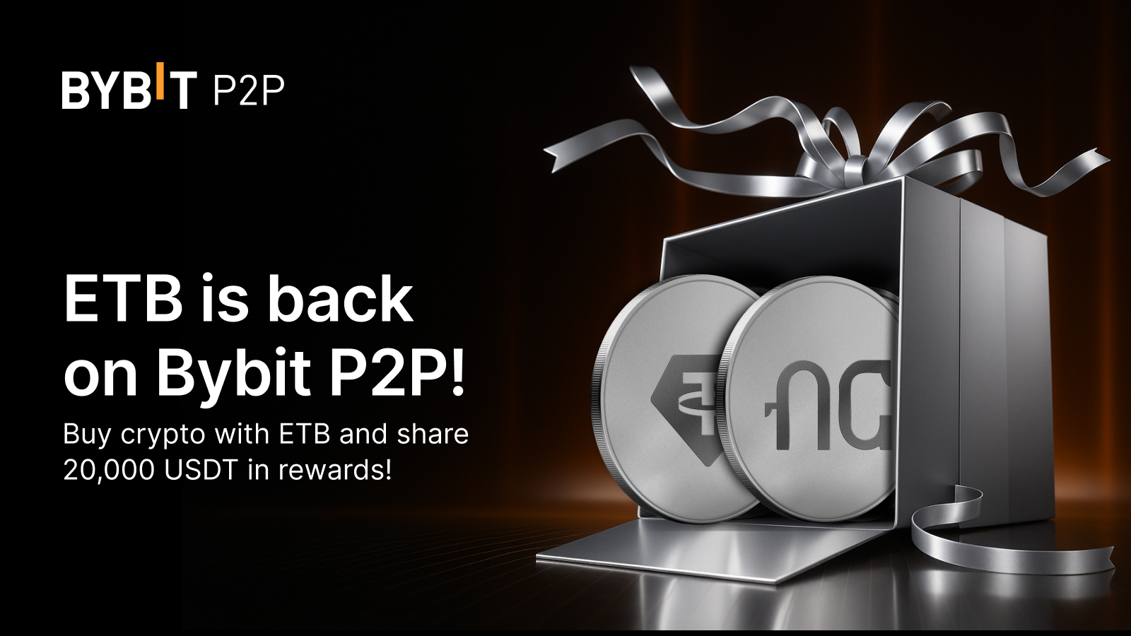 Bybit Announcement | Buy crypto with ETB on Bybit P2P and share 20,000 USDT  in rewards!